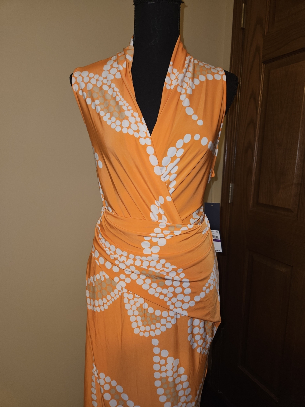 RACHEL Rachel Roy Orange & White Floral Like Sleeveless Wrap Maxi Dress - Picture 2 of 14